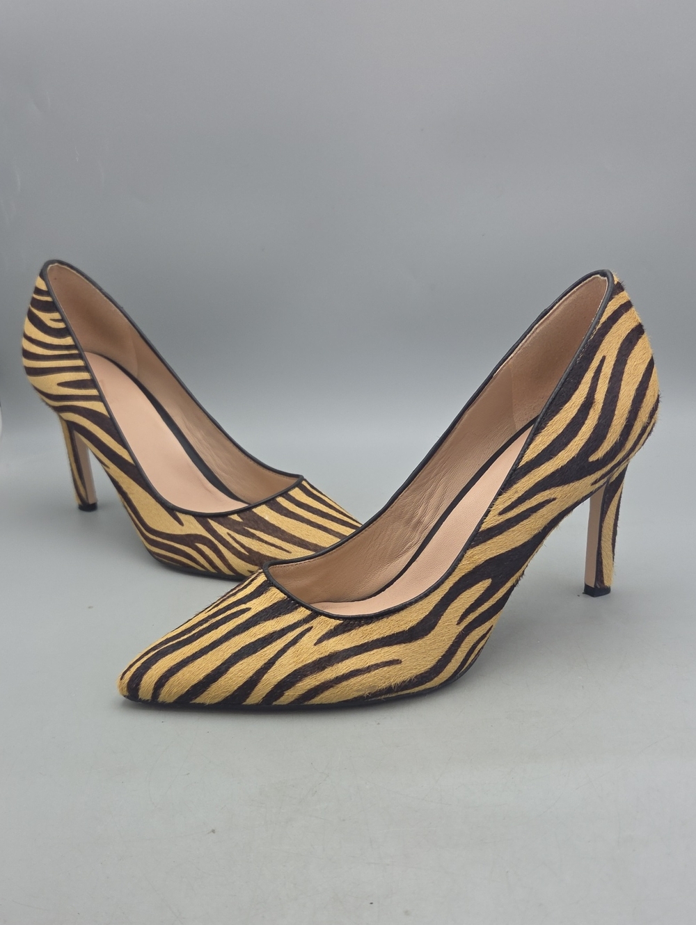 27 Edit " Alanna " Zebra Print Horse Hair Stiletto Heels Women 9.5 M